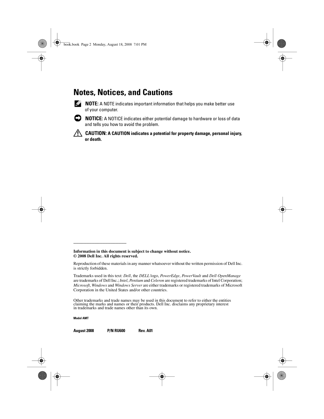 Dell MD1120 manual August RU600 