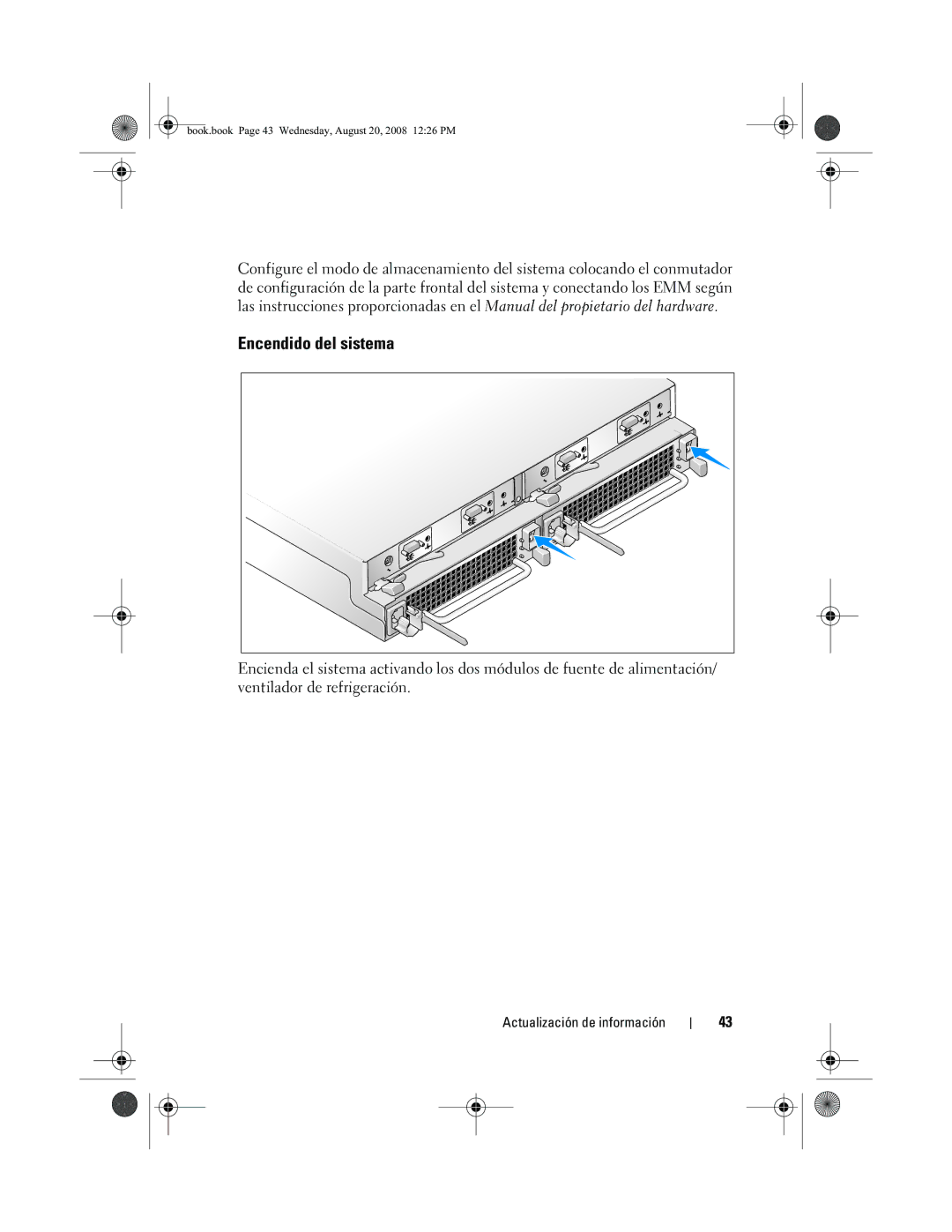 Dell MD1120 manual Encendido del sistema 