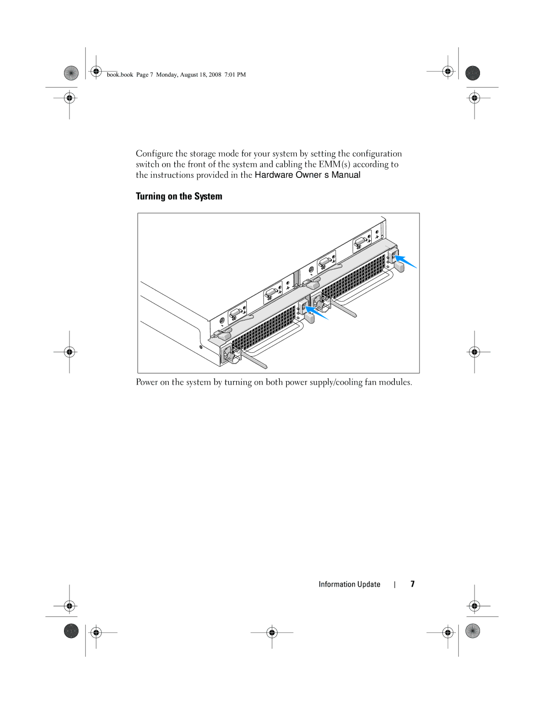 Dell MD1120 manual Turning on the System 