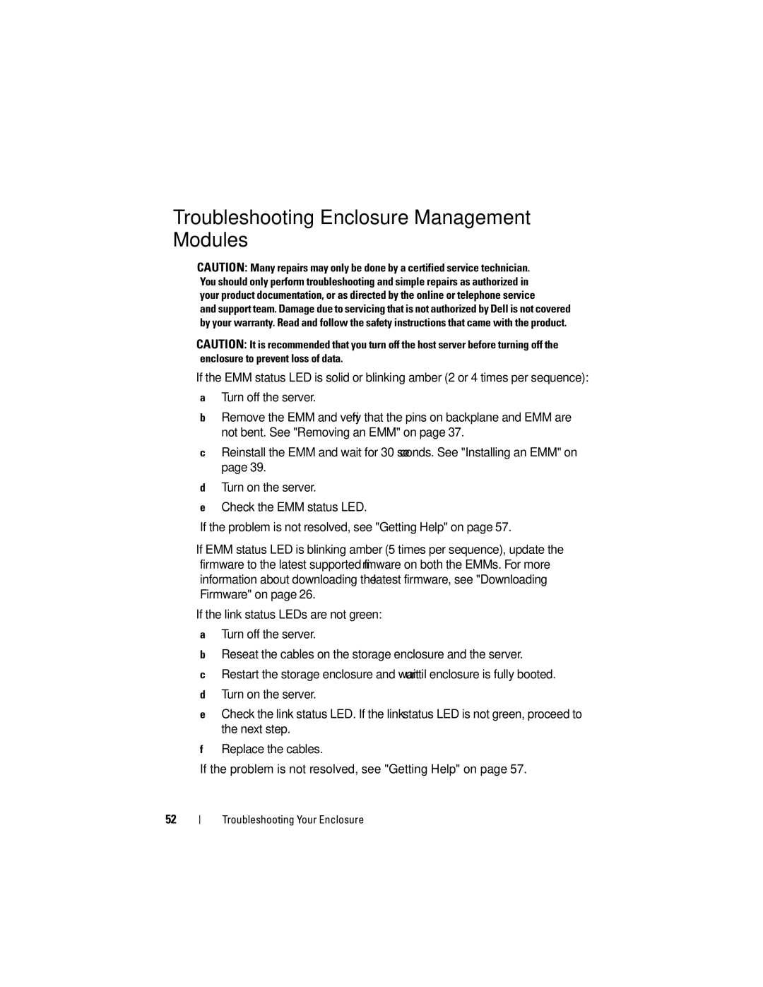 Dell MD1200, MD1220 manual Troubleshooting Enclosure Management Modules 