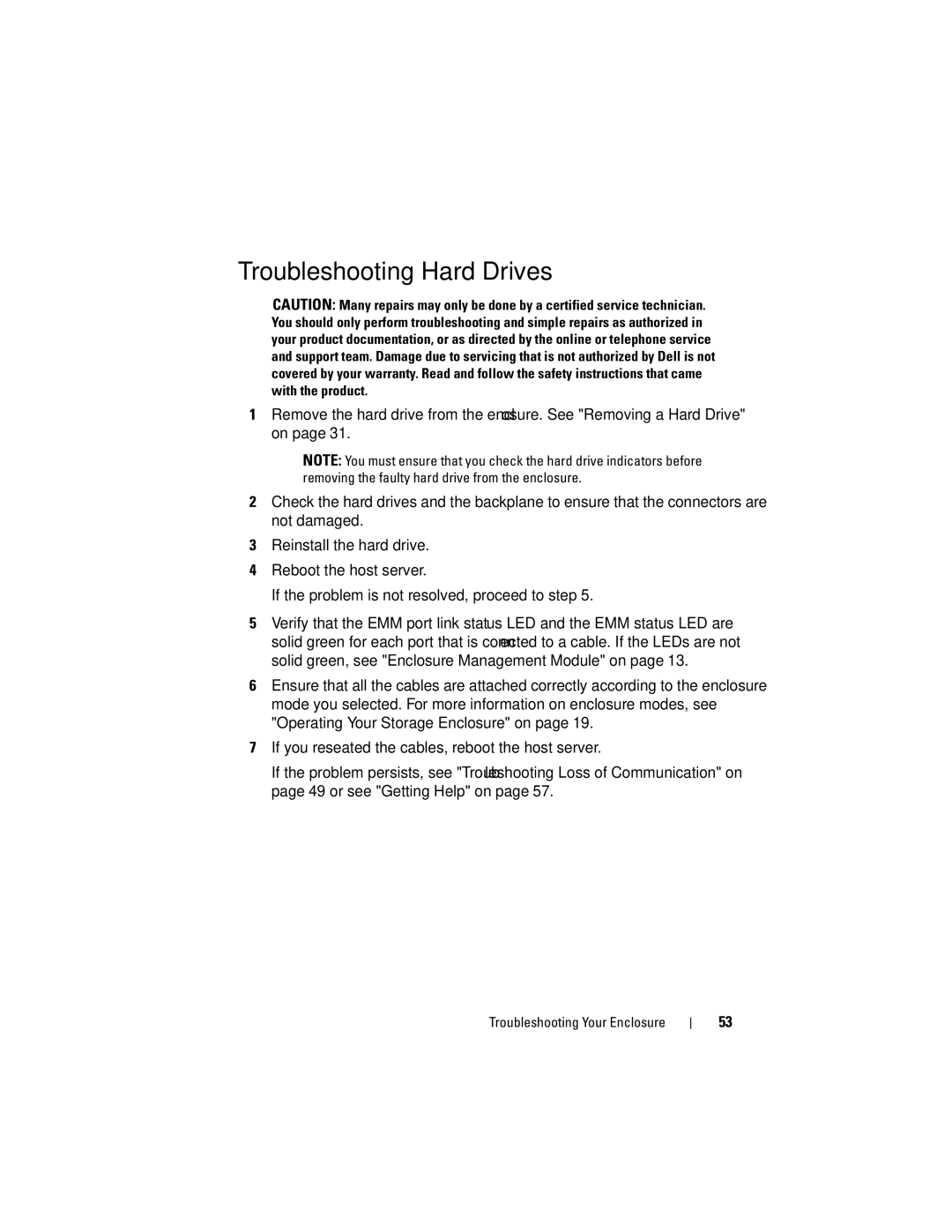 Dell MD1220, MD1200 manual Troubleshooting Hard Drives 