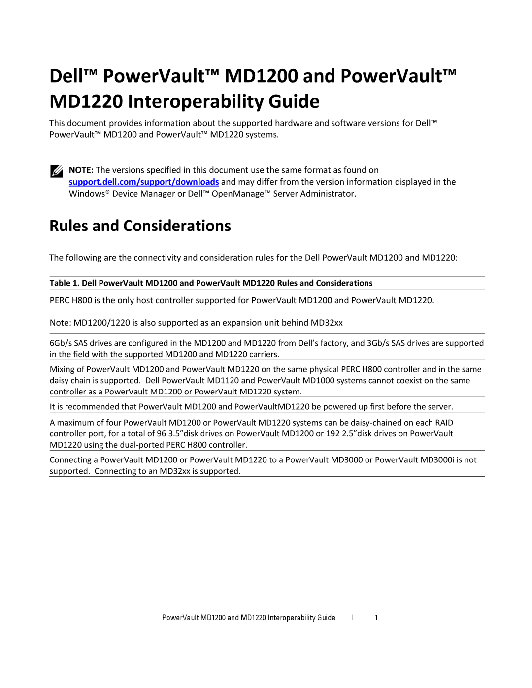 Dell MD1220, MD1200 manual Rules and Considerations 