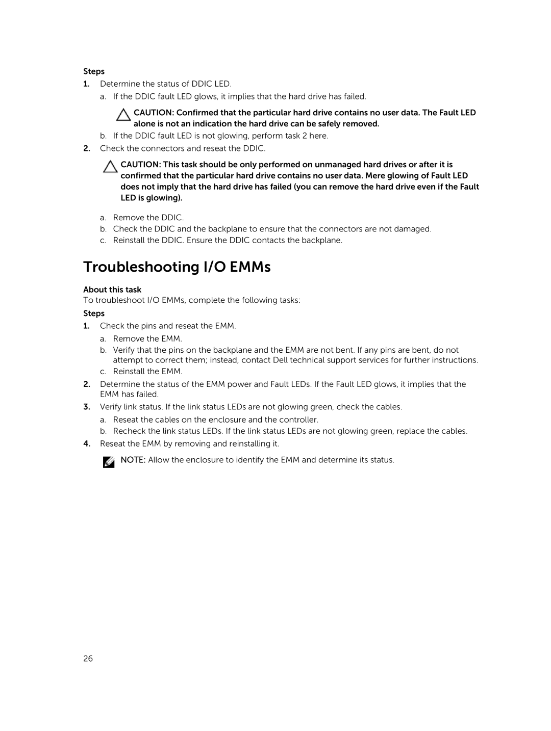 Dell MD1280 manual Troubleshooting I/O EMMs 