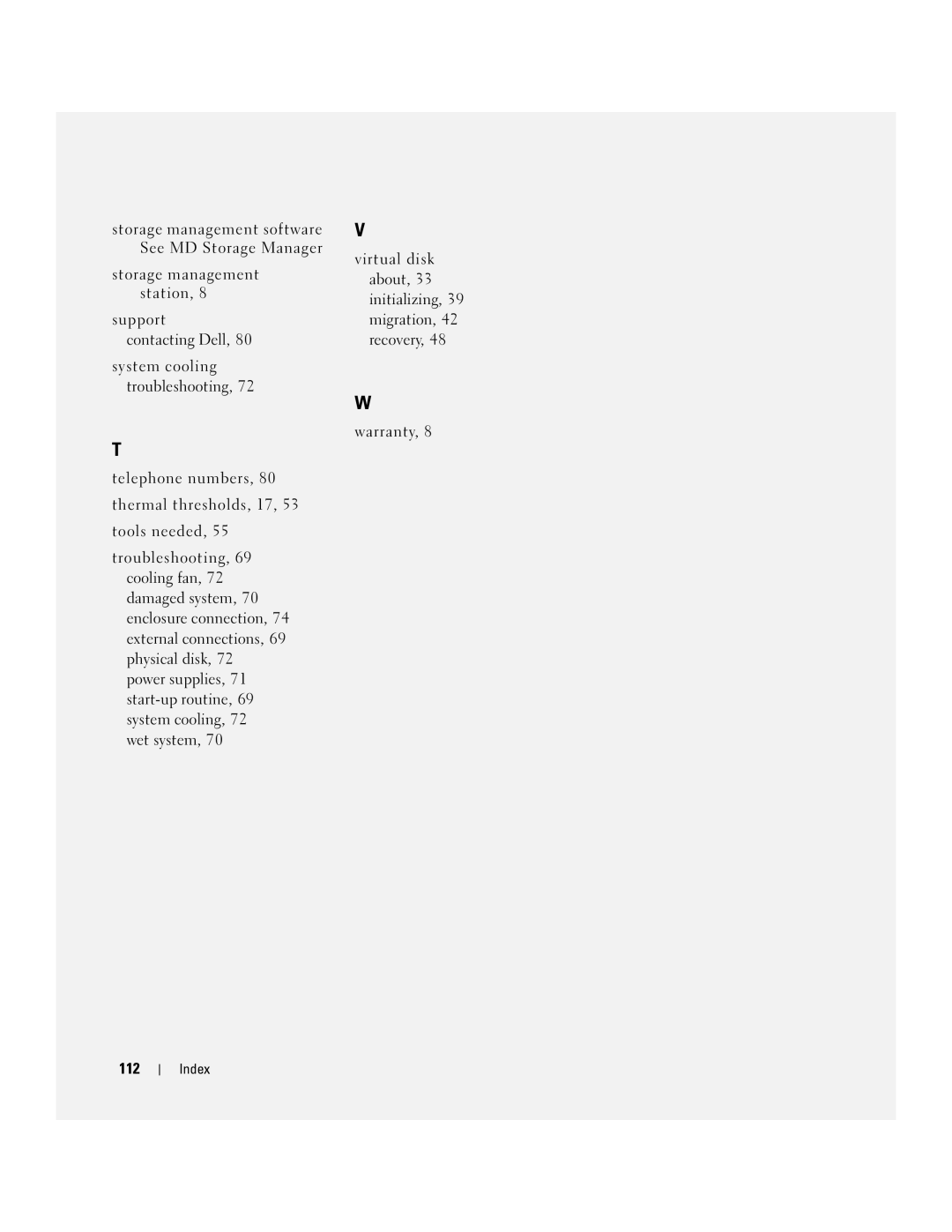 Dell MD3000 owner manual Index 