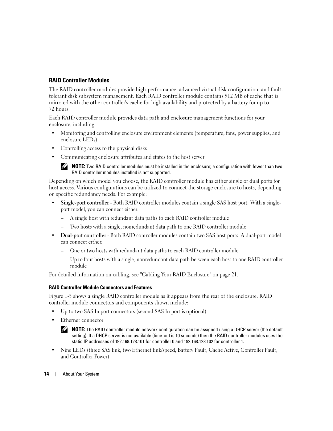 Dell MD3000 owner manual RAID Controller Modules 