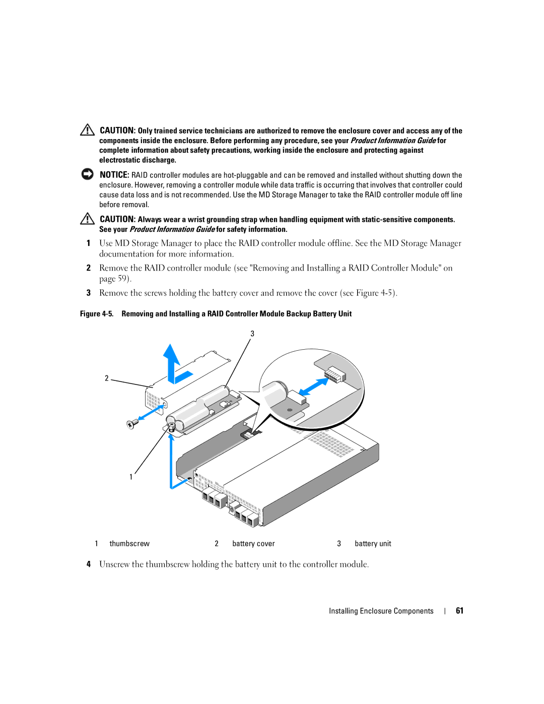 Dell MD3000 owner manual Battery unit 