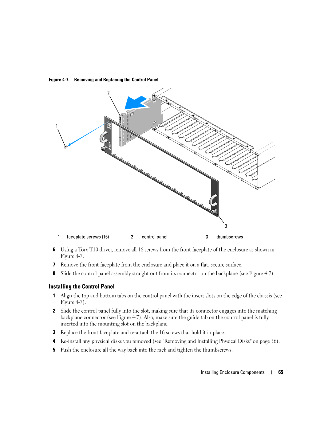 Dell MD3000 owner manual Installing the Control Panel 