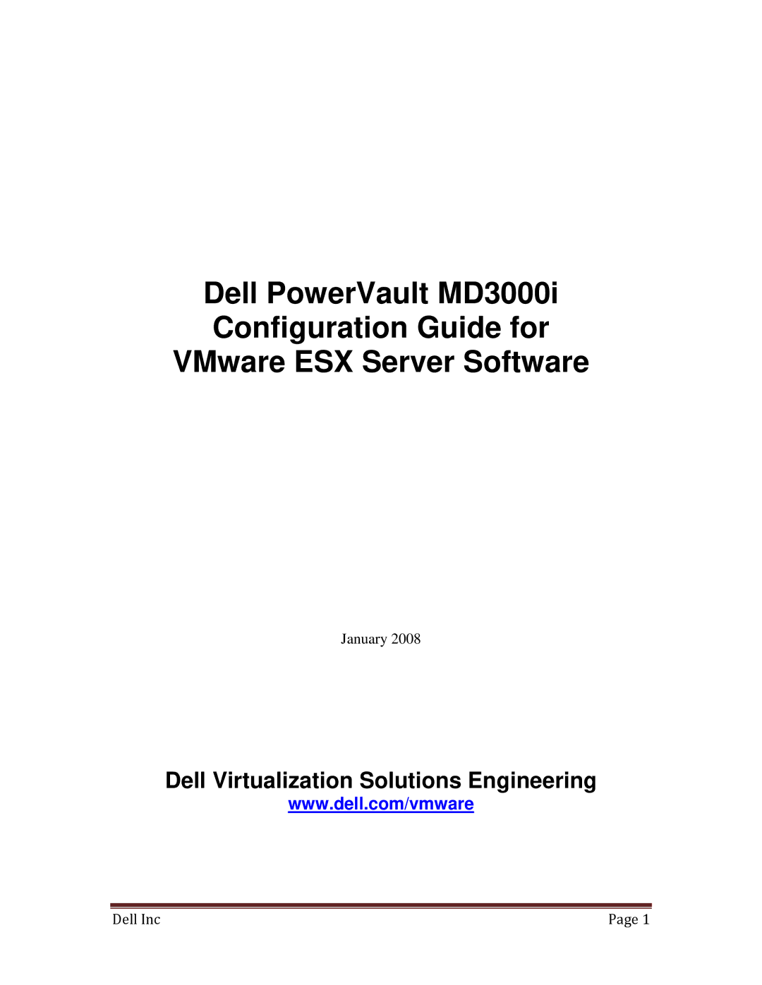 Dell MD3000I manual Dell Virtualization Solutions Engineering 