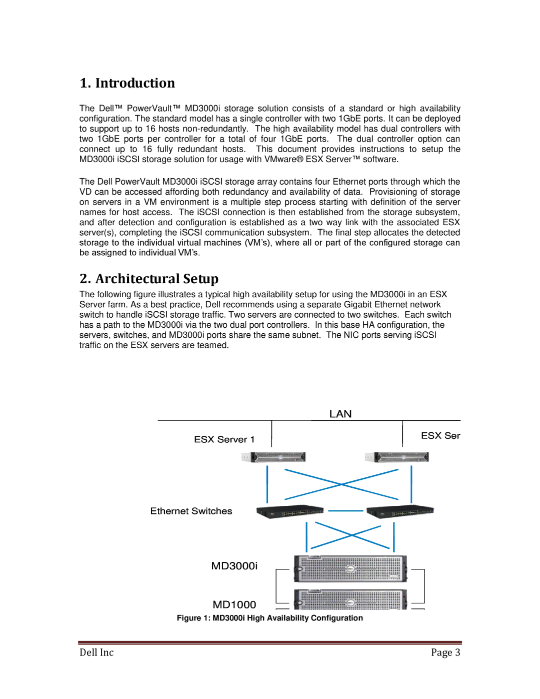 Dell MD3000I manual Introduction, Architectural Setup 