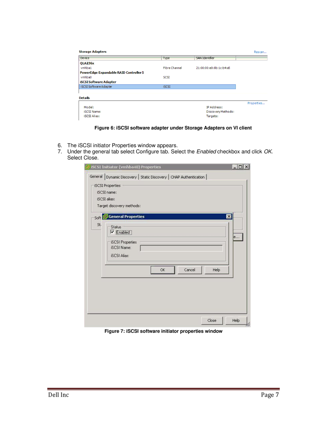 Dell MD3000I manual ISCSI software adapter under Storage Adapters on VI client 