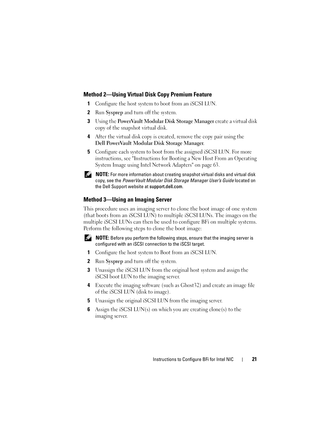 Dell MD3000I manual Method 2-Using Virtual Disk Copy Premium Feature, Method 3-Using an Imaging Server 