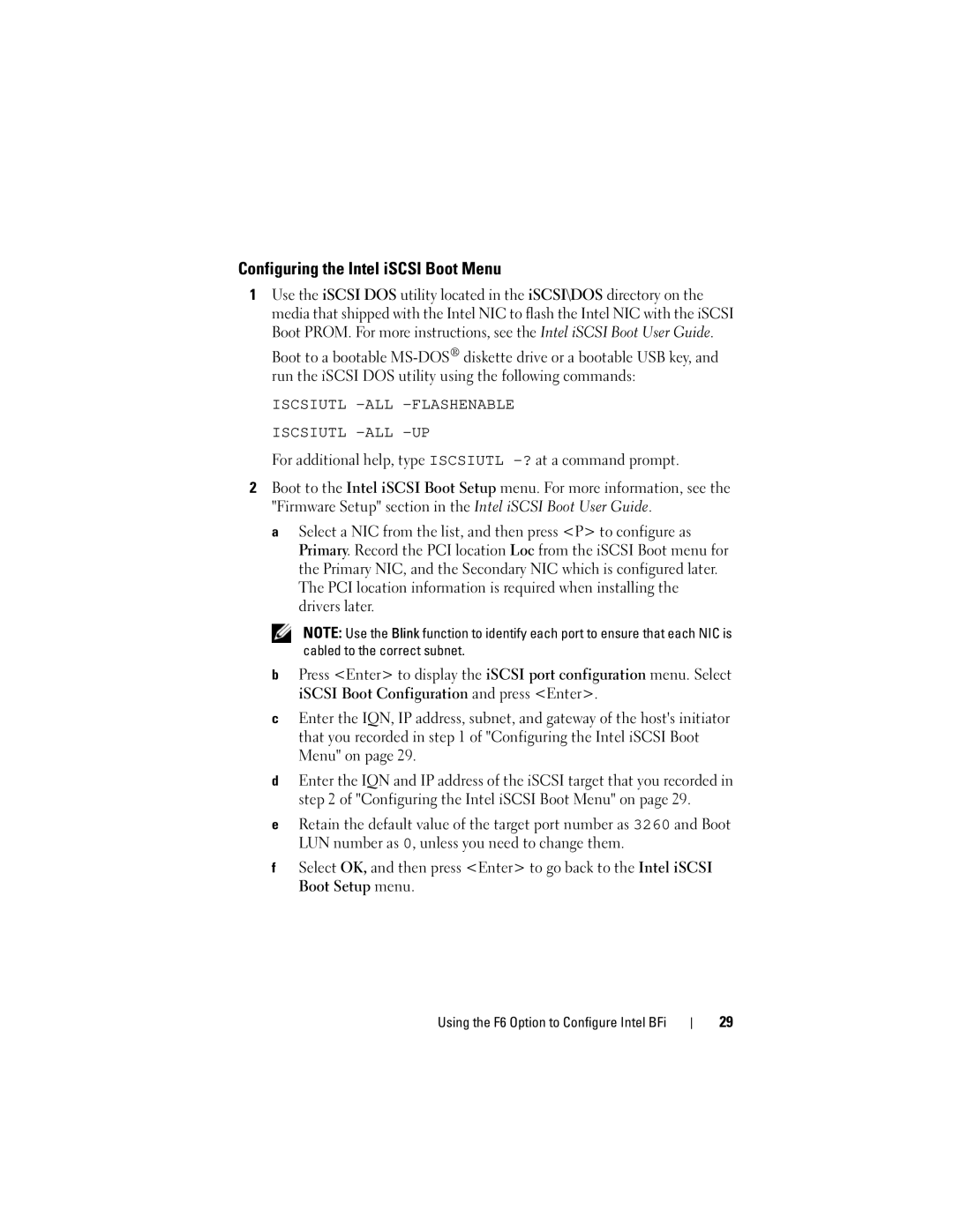 Dell MD3000I manual Configuring the Intel iSCSI Boot Menu 