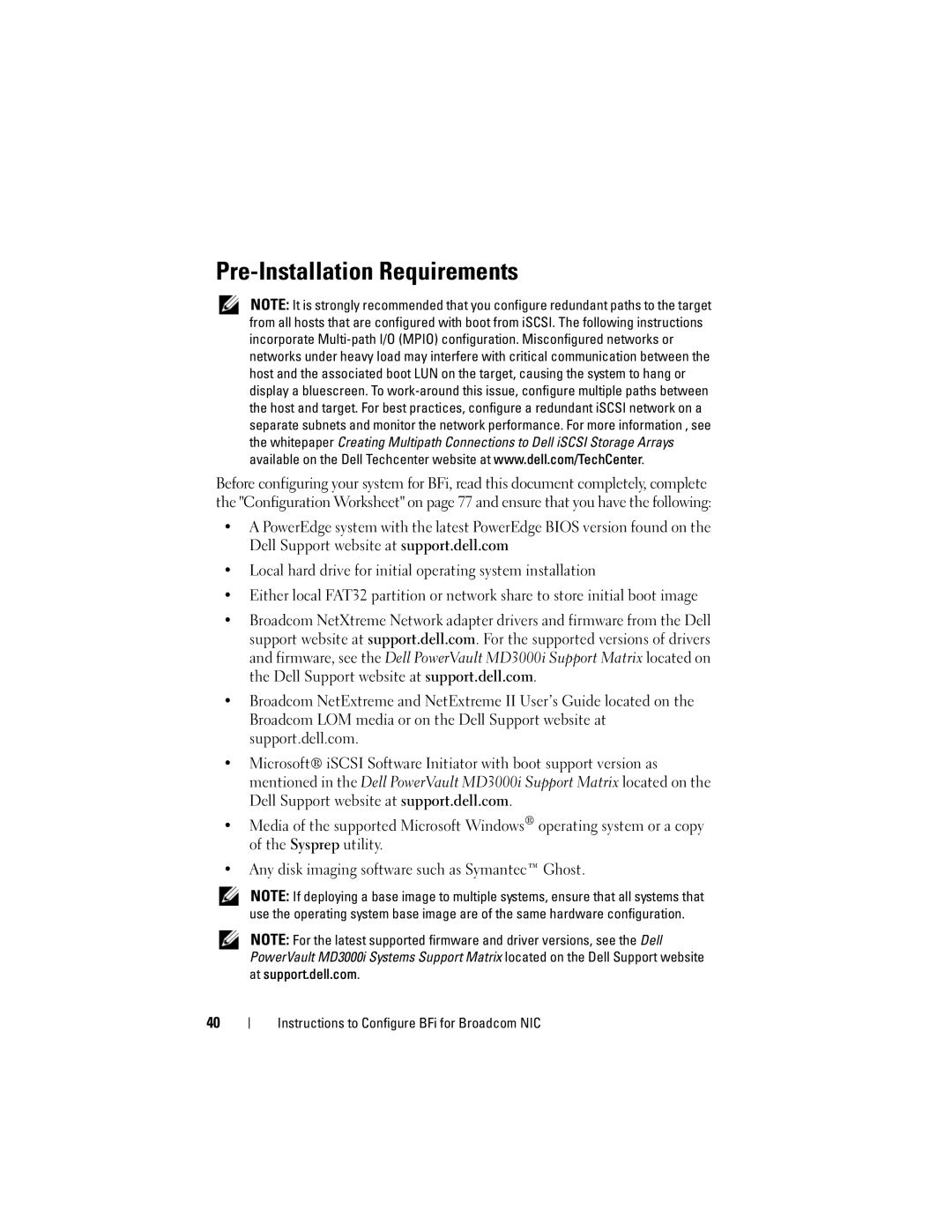 Dell MD3000I manual Pre-Installation Requirements 