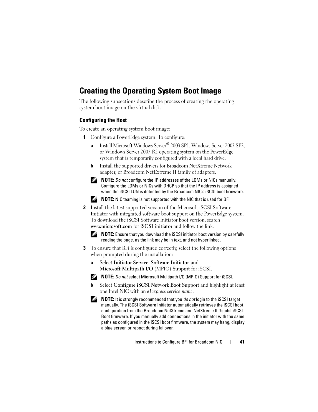 Dell MD3000I manual Creating the Operating System Boot Image, Configure a PowerEdge system. To configure 