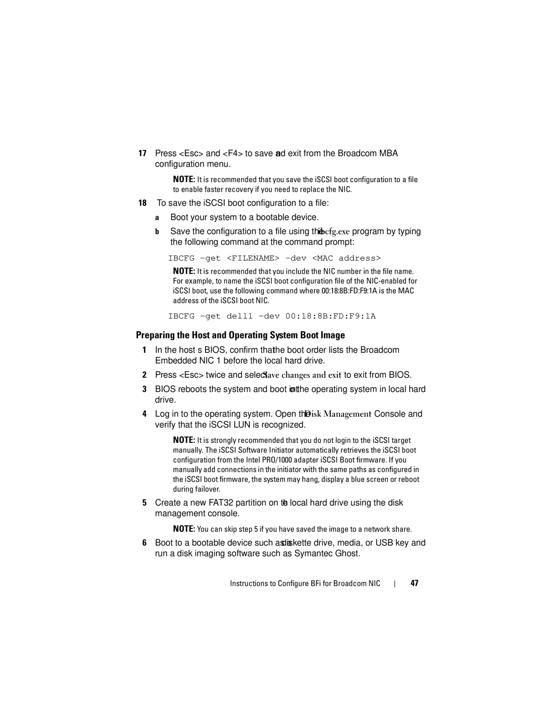 Dell MD3000I manual Preparing the Host and Operating System Boot Image 