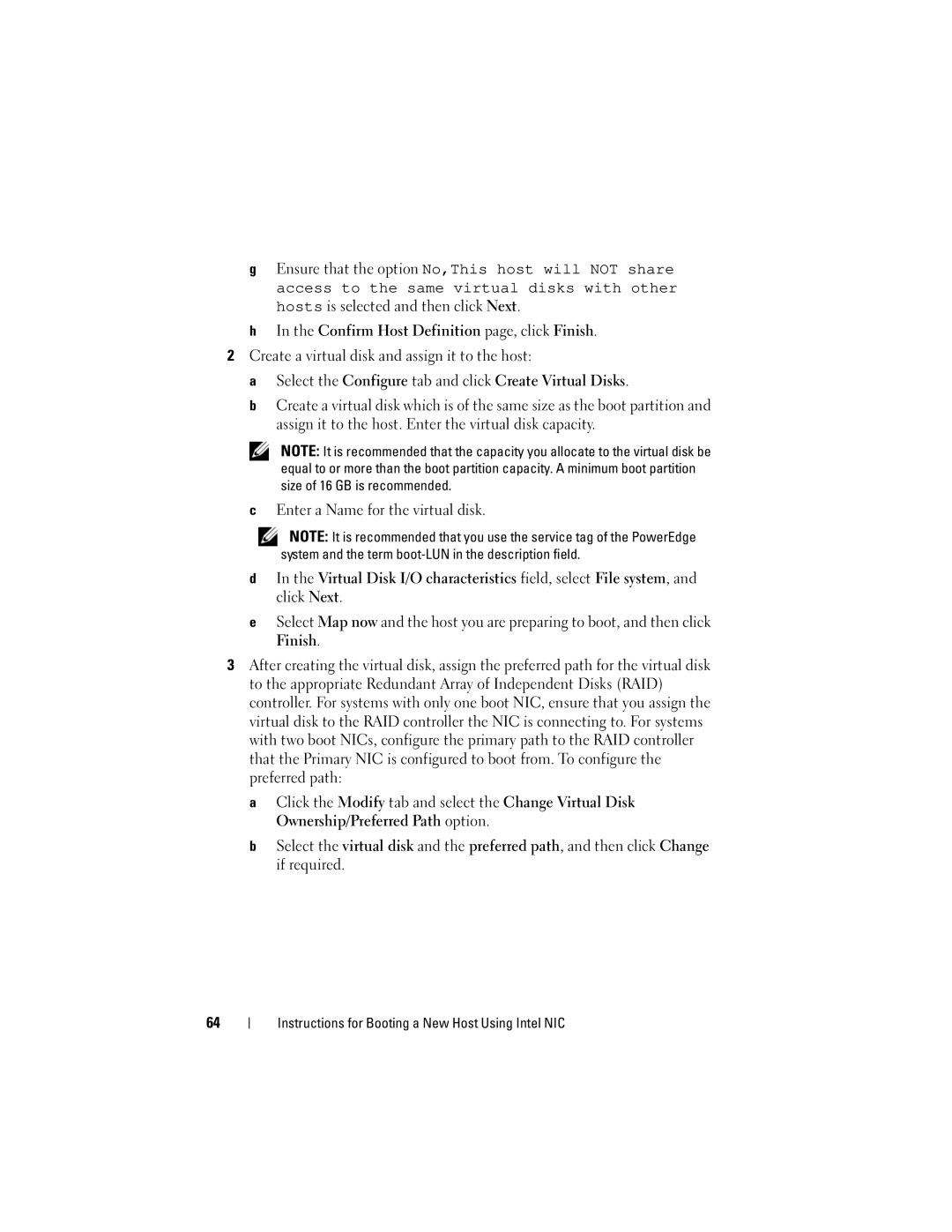 Dell MD3000I manual Create a virtual disk and assign it to the host 