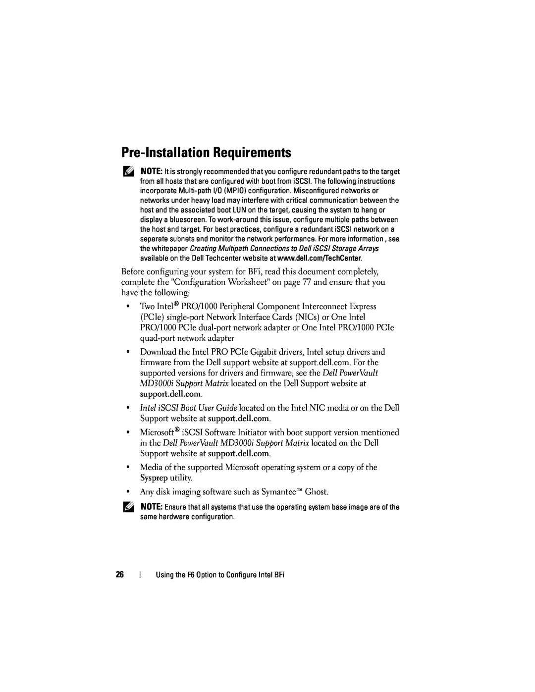 Dell MD3000I manual Pre-Installation Requirements 