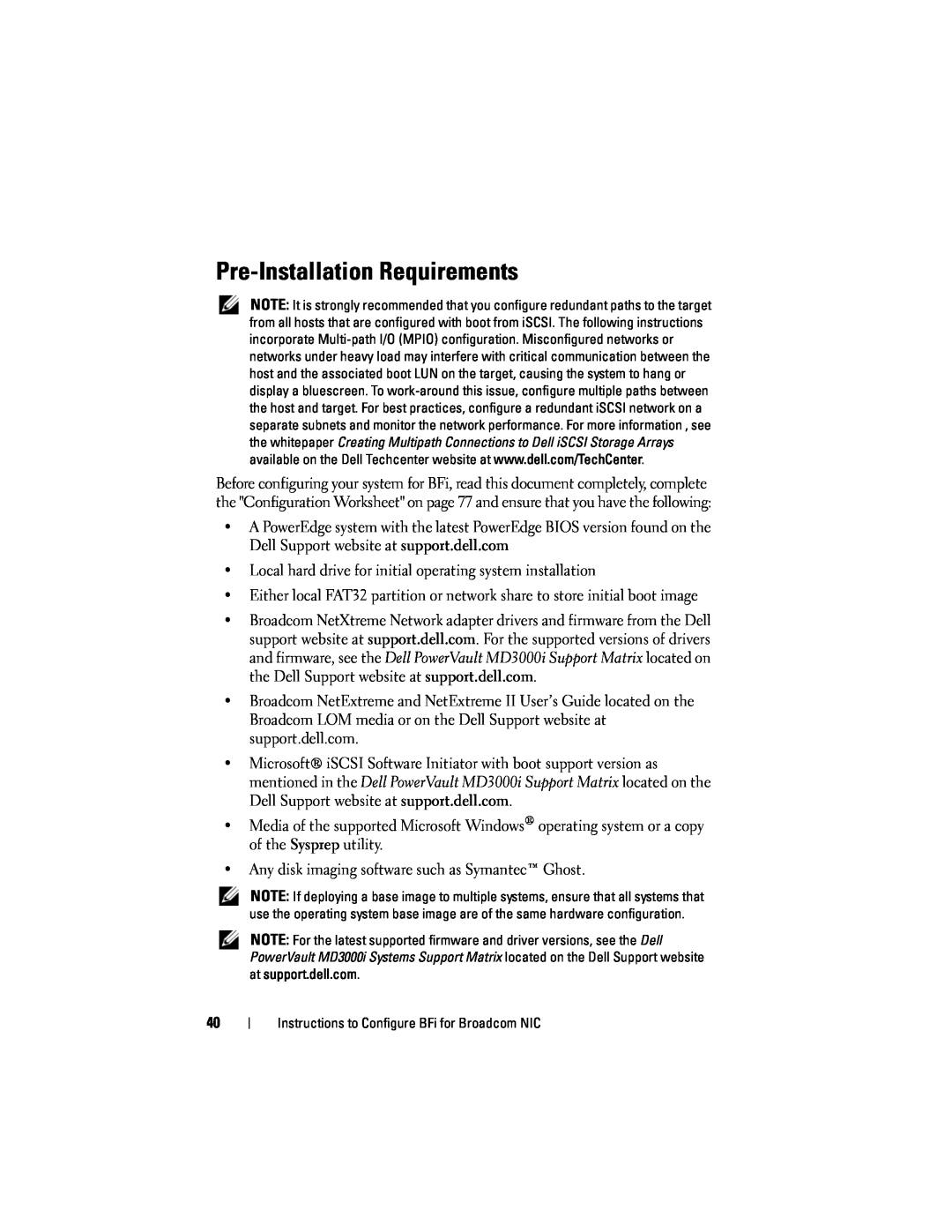 Dell MD3000I manual Pre-Installation Requirements 