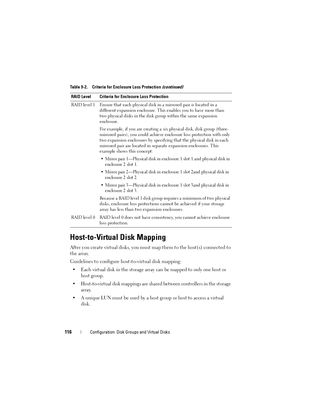 Dell MD3200, MD3220 owner manual Host-to-Virtual Disk Mapping, 116 