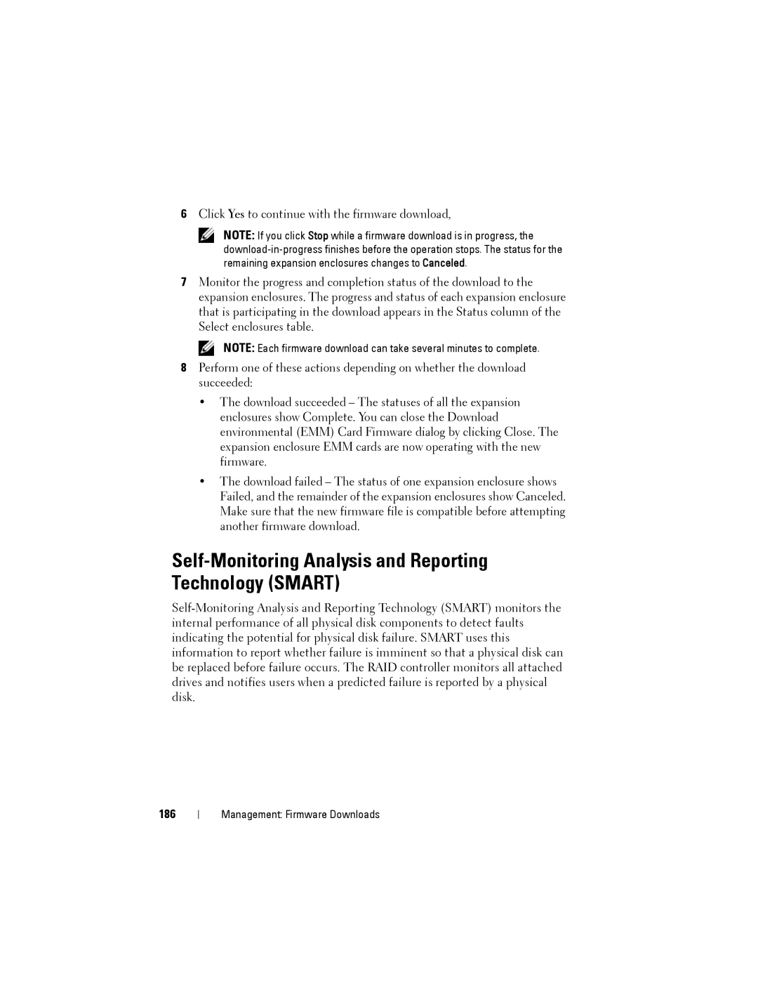 Dell MD3200, MD3220 owner manual Self-Monitoring Analysis and Reporting Technology Smart, 186 