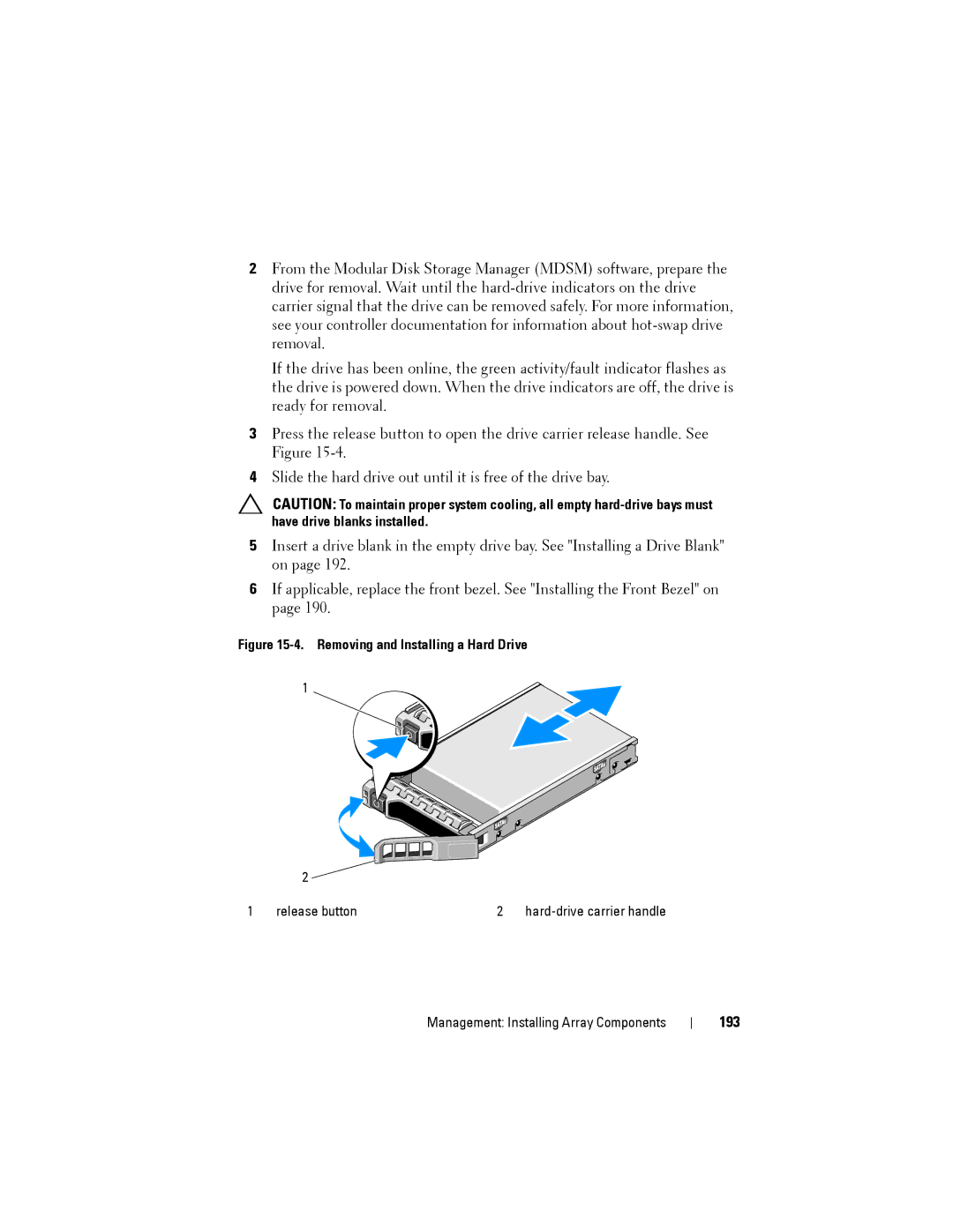 Dell MD3220, MD3200 owner manual 193, Removing and Installing a Hard Drive 