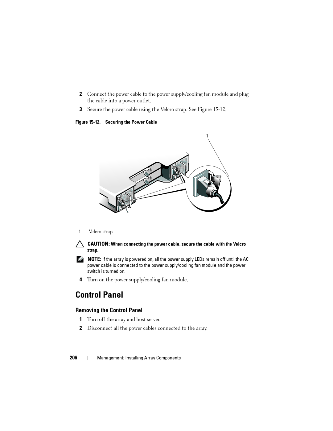 Dell MD3200, MD3220 owner manual Removing the Control Panel, 206 