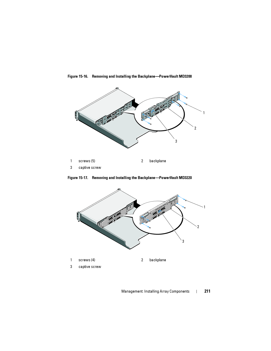 Dell MD3220 owner manual Removing and Installing the Backplane-PowerVault MD3200 