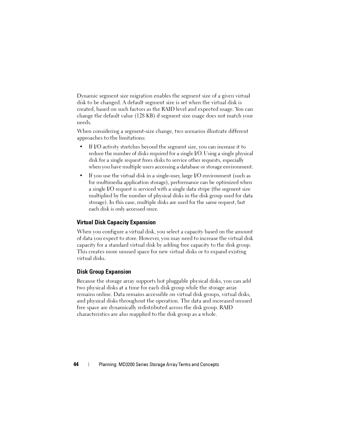 Dell MD3200, MD3220 owner manual Virtual Disk Capacity Expansion, Disk Group Expansion 