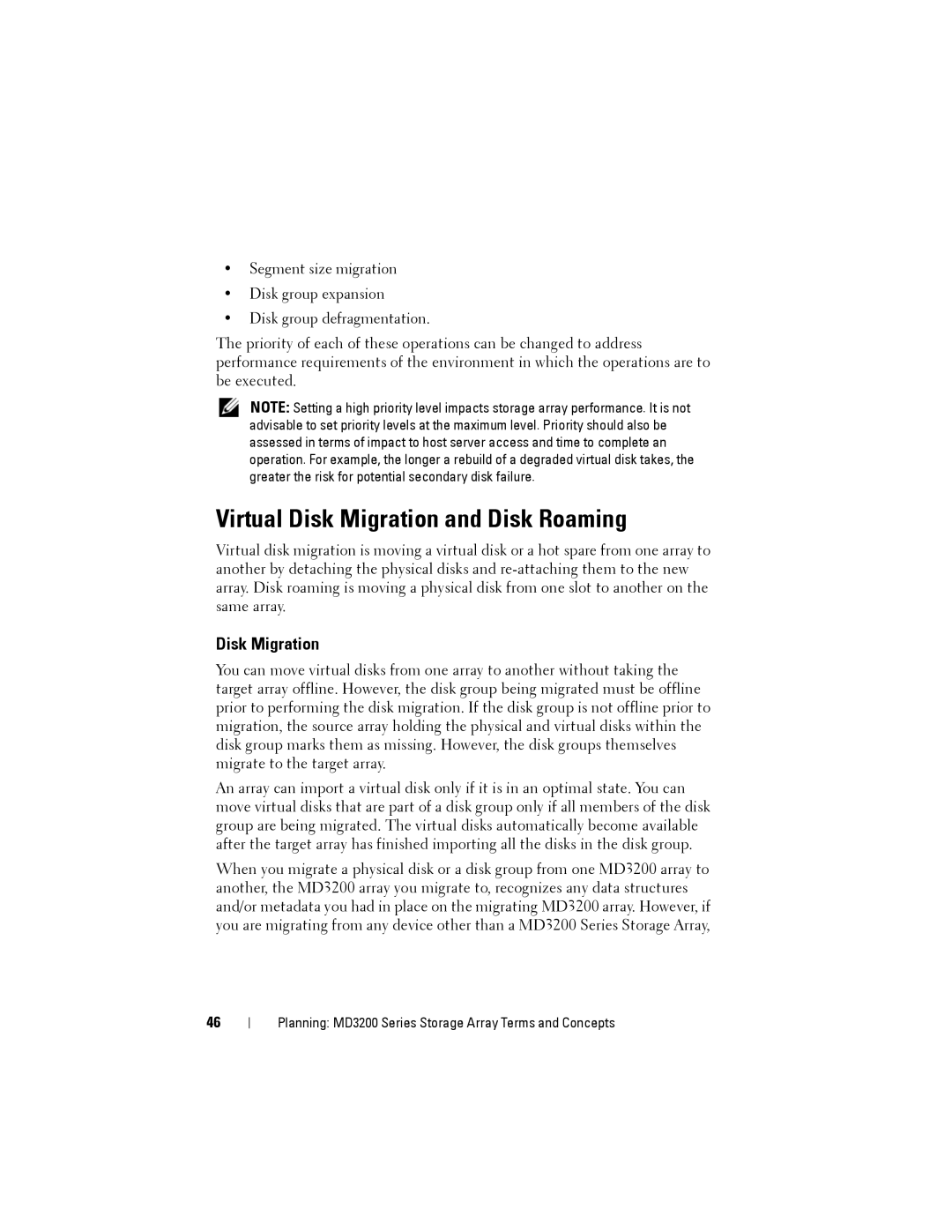 Dell MD3200, MD3220 owner manual Virtual Disk Migration and Disk Roaming 