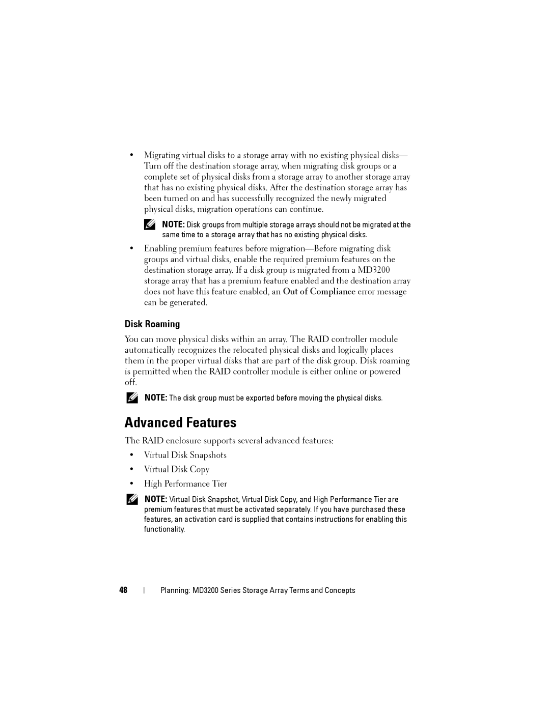 Dell MD3200, MD3220 owner manual Advanced Features, Disk Roaming 