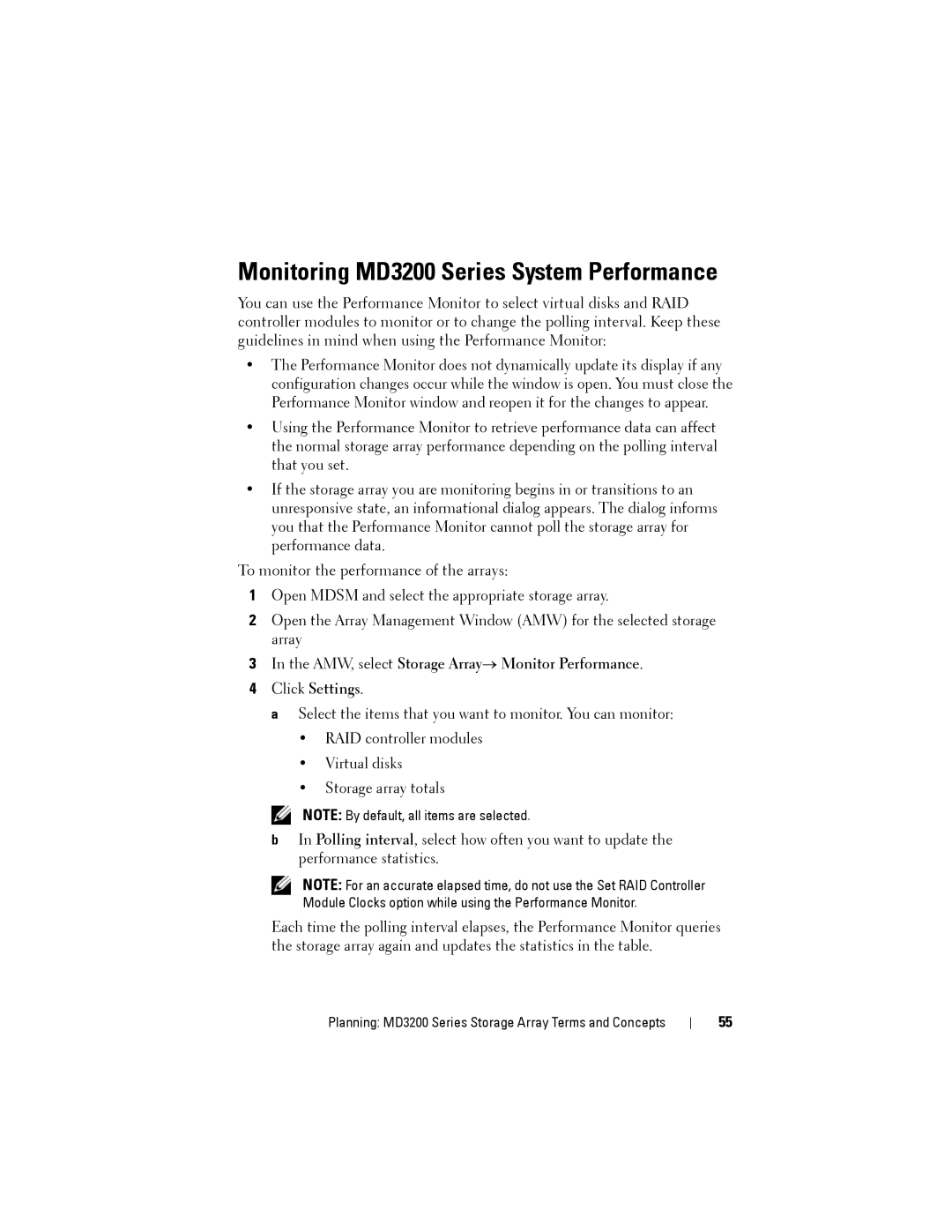 Dell MD3220 owner manual Monitoring MD3200 Series System Performance 