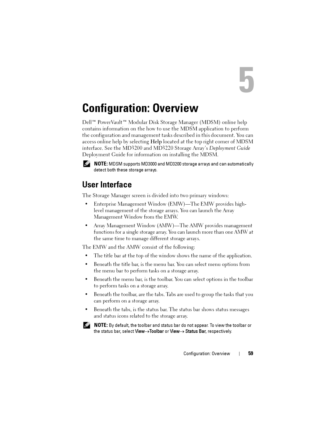 Dell MD3220, MD3200 owner manual Configuration Overview, User Interface 