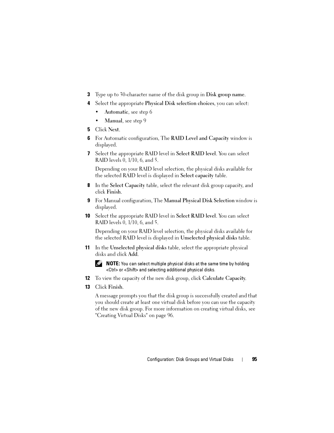 Dell MD3220, MD3200 owner manual Configuration Disk Groups and Virtual Disks 