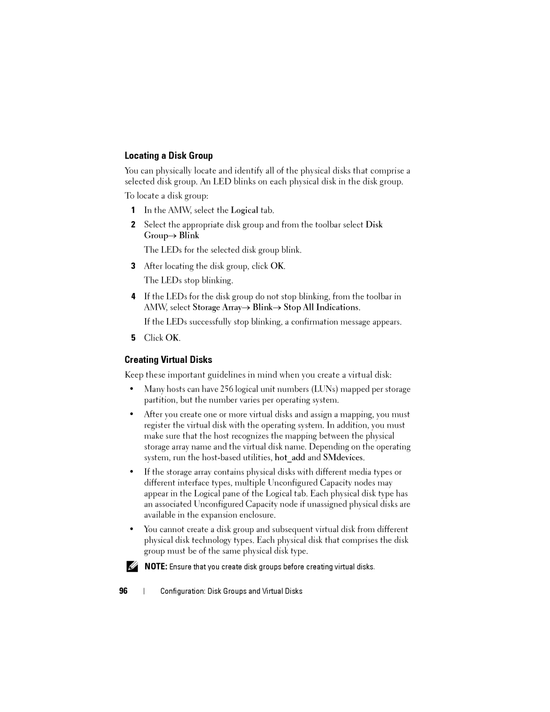 Dell MD3200, MD3220 owner manual Locating a Disk Group, Creating Virtual Disks 