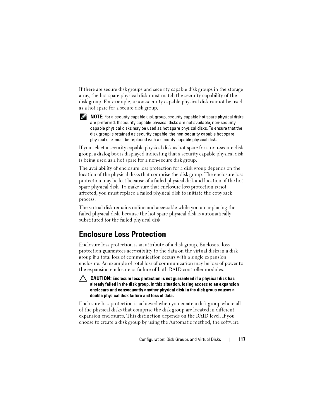 Dell MD3220, MD3200 owner manual Enclosure Loss Protection, 117 