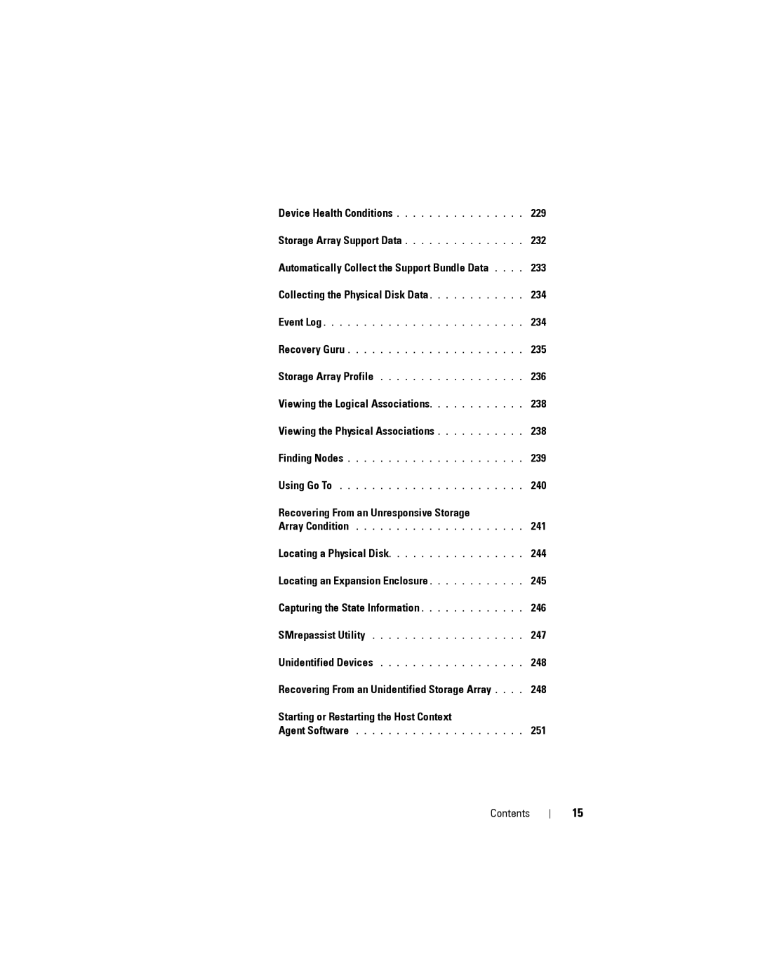 Dell MD3220, MD3200 owner manual 232, 233, Collecting the Physical Disk Data 234, 235, 236, 239, 240, 244, 247, 248 