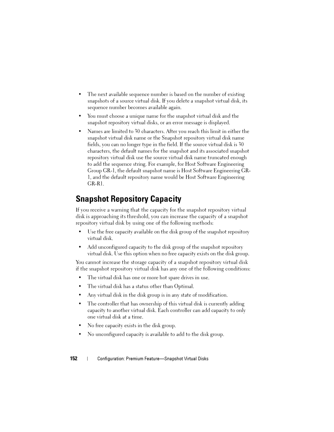 Dell MD3200, MD3220 owner manual Snapshot Repository Capacity, 152 