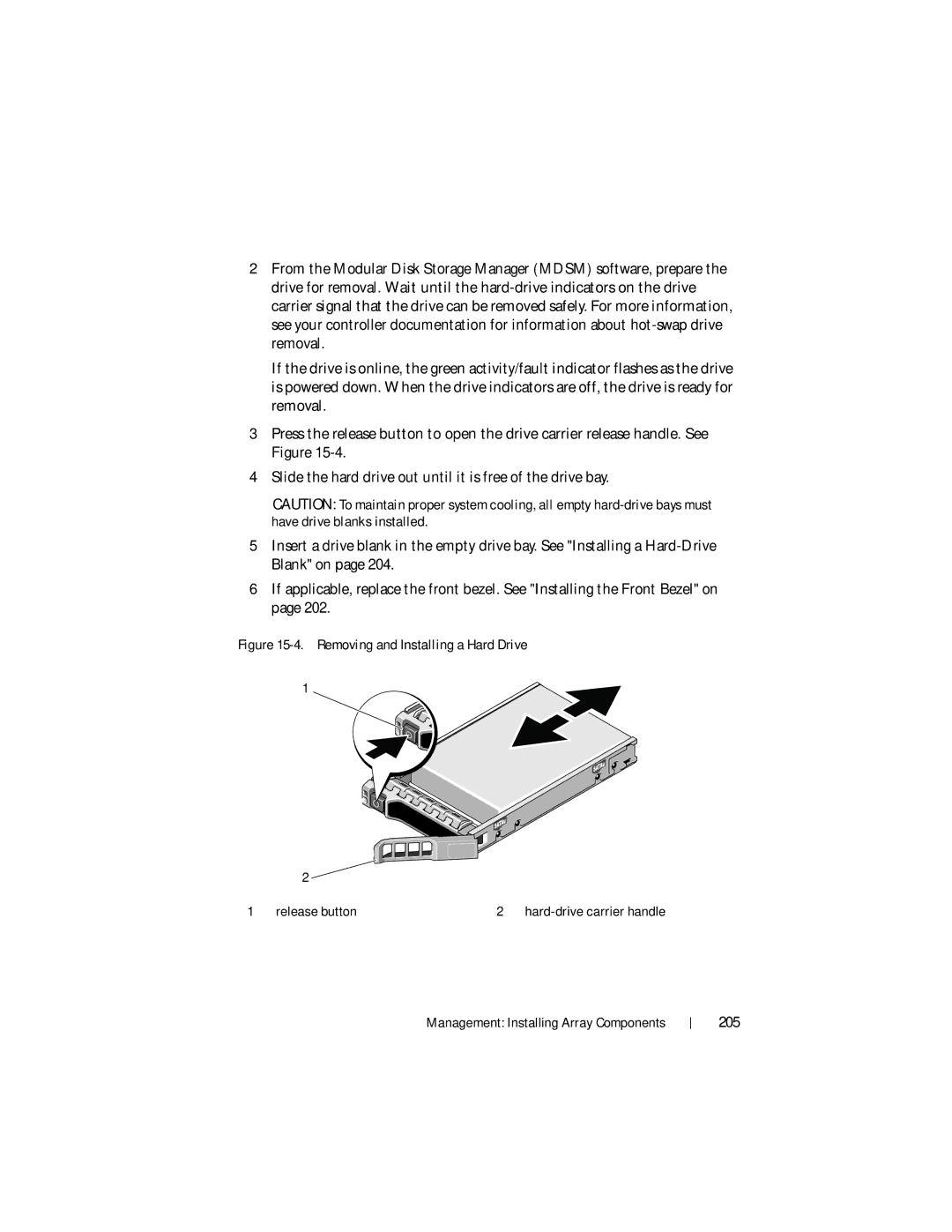 Dell MD3220, MD3200 owner manual 205, Removing and Installing a Hard Drive 