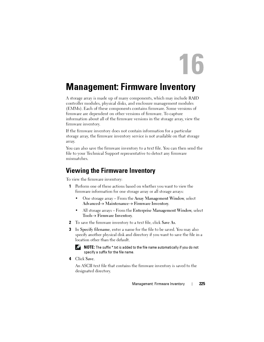 Dell MD3220, MD3200 owner manual Management Firmware Inventory, Viewing the Firmware Inventory, 225 