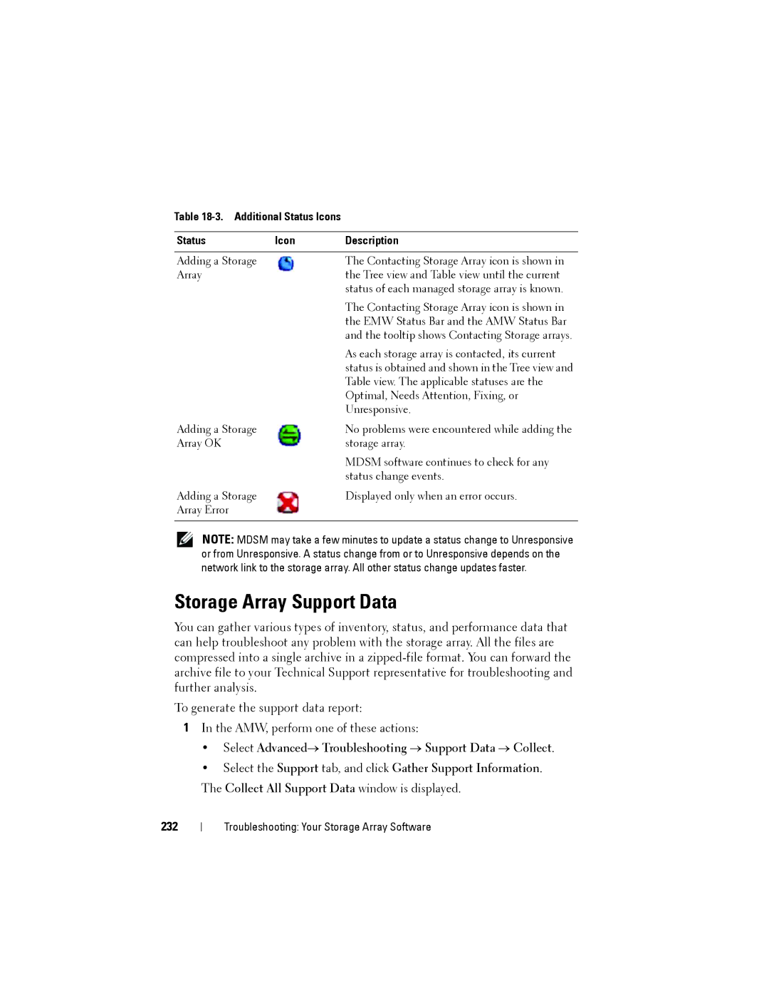 Dell MD3200, MD3220 owner manual Storage Array Support Data, 232 