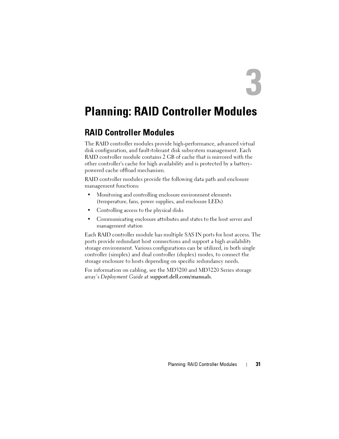 Dell MD3220, MD3200 owner manual Planning RAID Controller Modules 