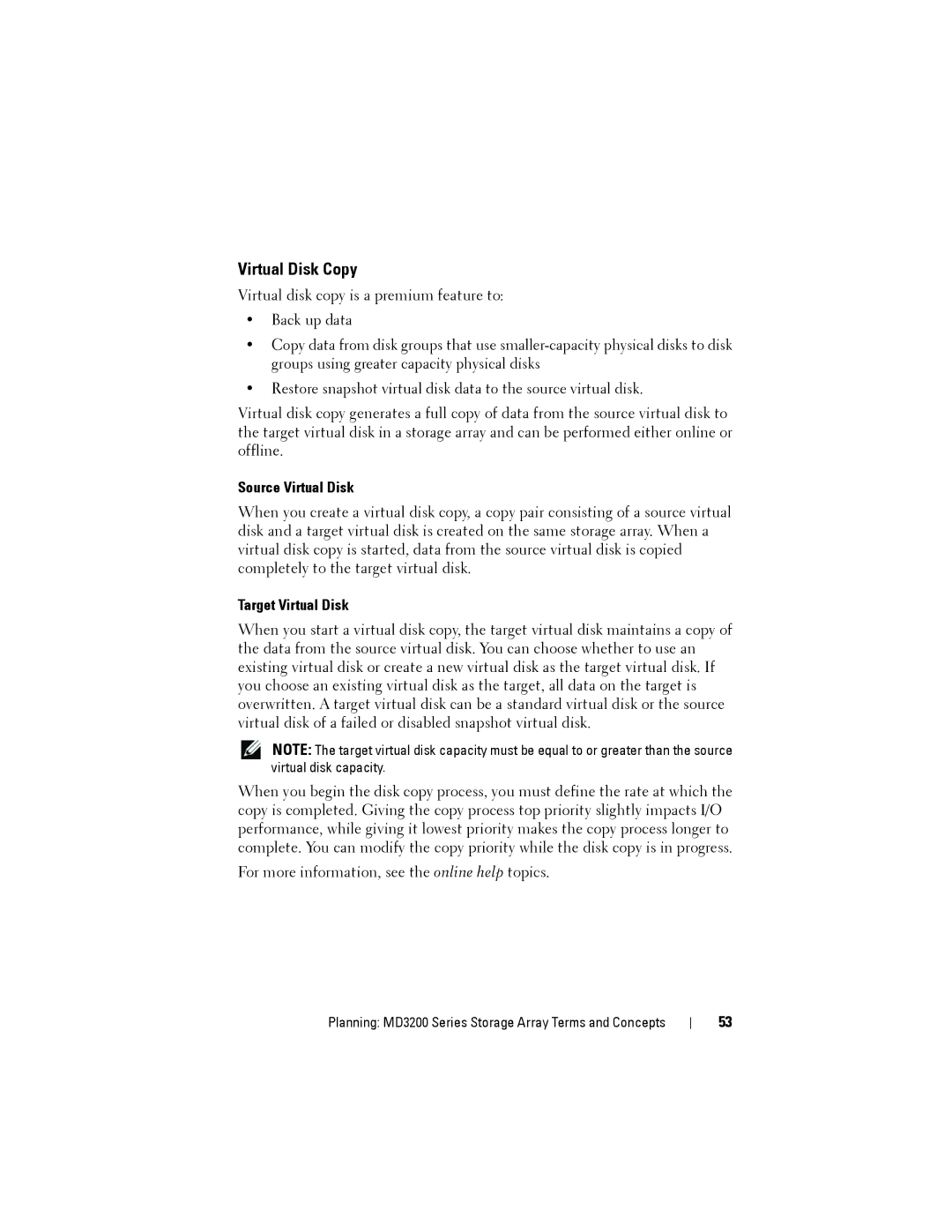 Dell MD3220, MD3200 owner manual Virtual Disk Copy, Source Virtual Disk, Target Virtual Disk 