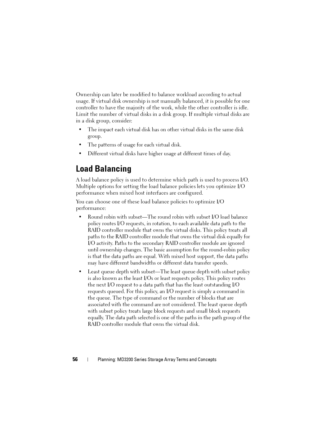 Dell MD3200, MD3220 owner manual Load Balancing 