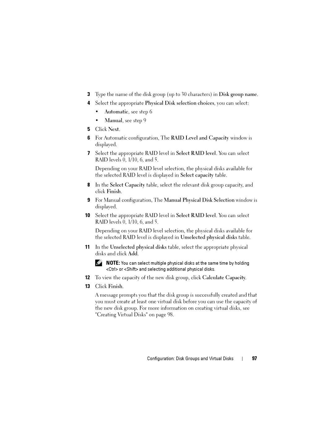 Dell MD3220, MD3200 owner manual Configuration Disk Groups and Virtual Disks 