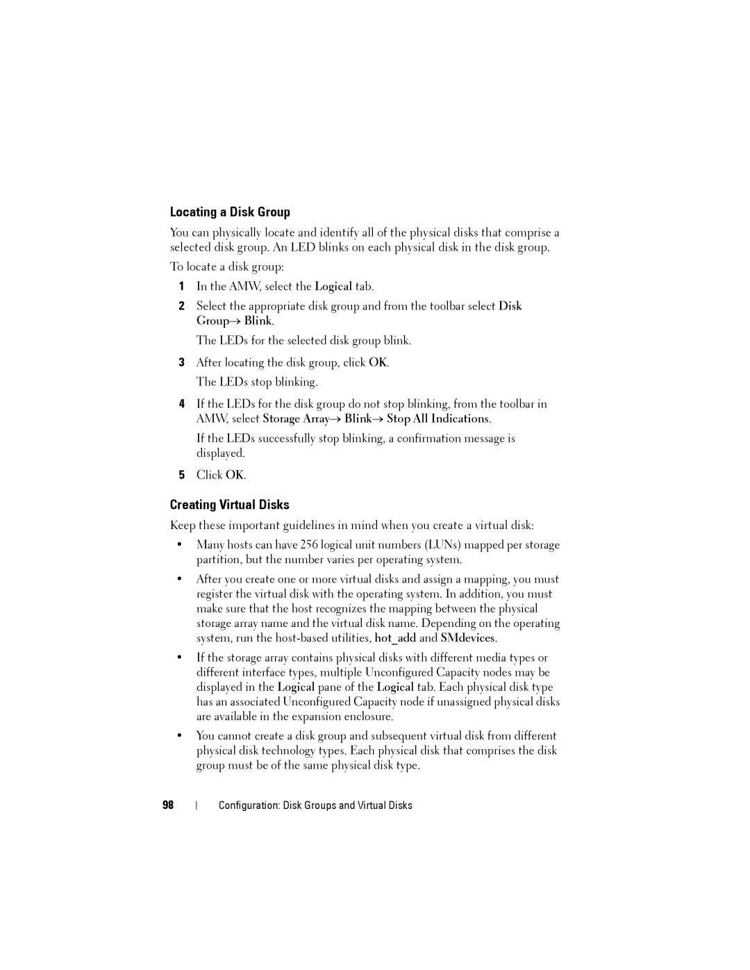 Dell MD3200, MD3220 owner manual Locating a Disk Group, Creating Virtual Disks 