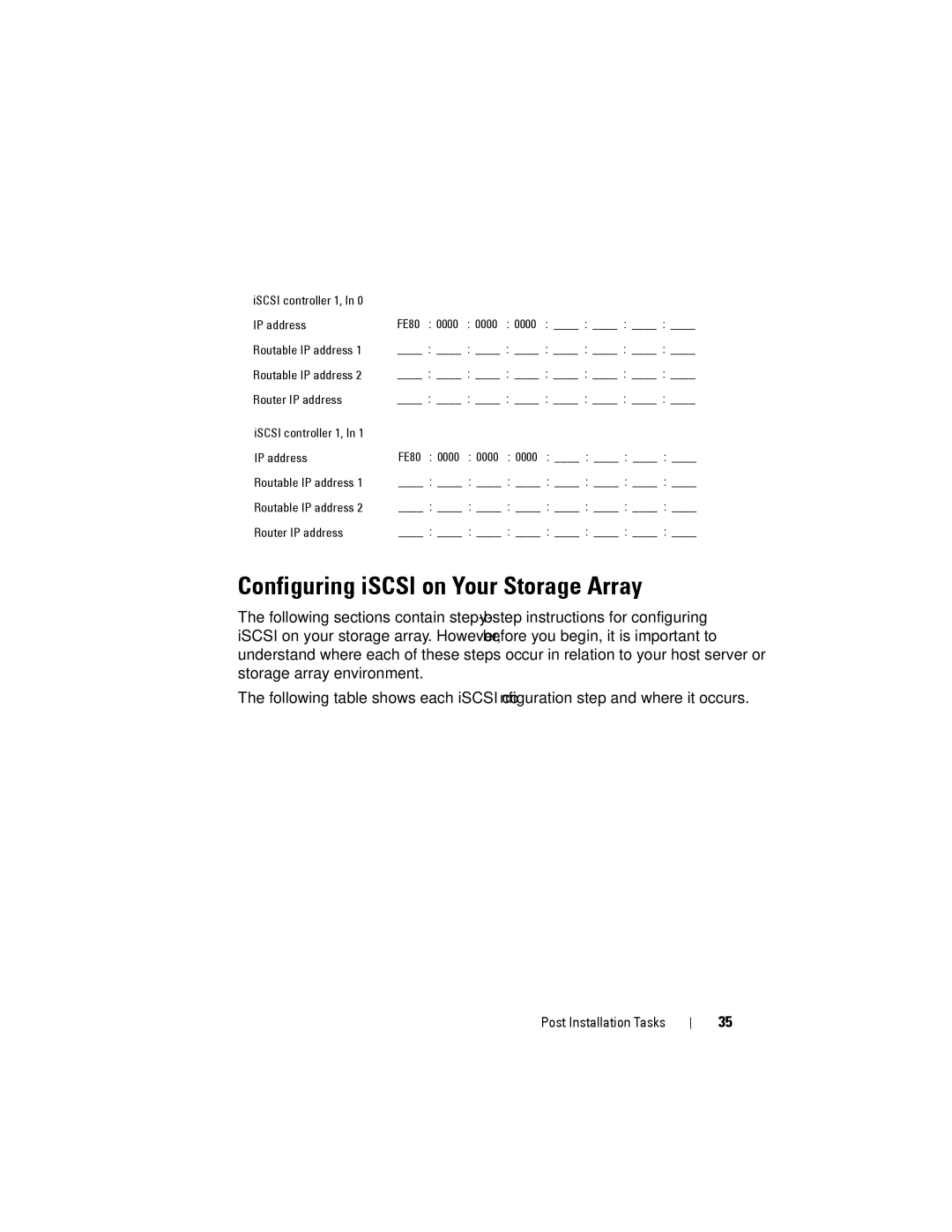 Dell MD3220, MD3200 manual Configuring iSCSI on Your Storage Array 