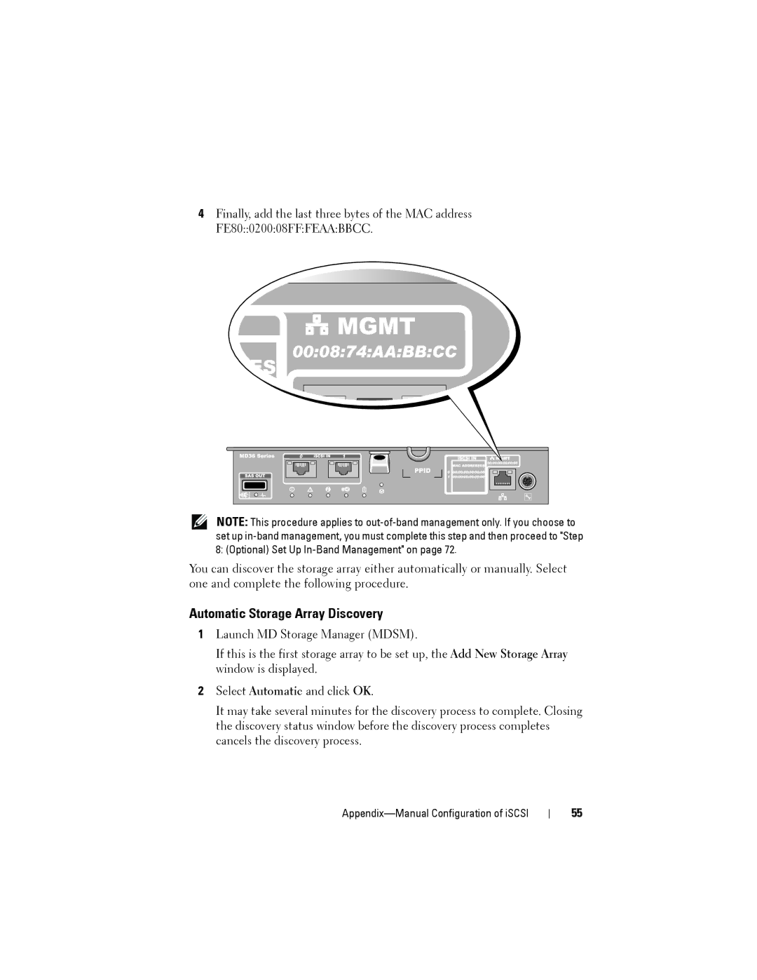 Dell MD3220, MD3200 manual Automatic Storage Array Discovery 