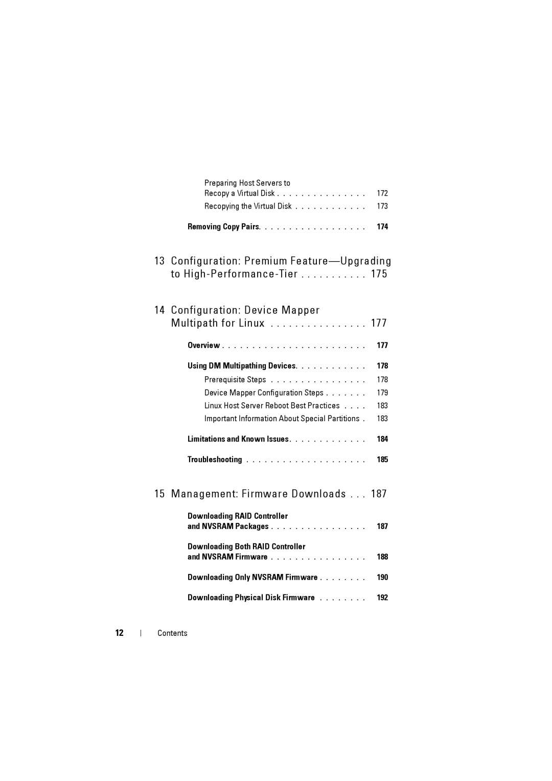 Dell MD3220i, MD3200i 174, 177, Using DM Multipathing Devices 178, Limitations and Known Issues 184, 185, 187, 188 