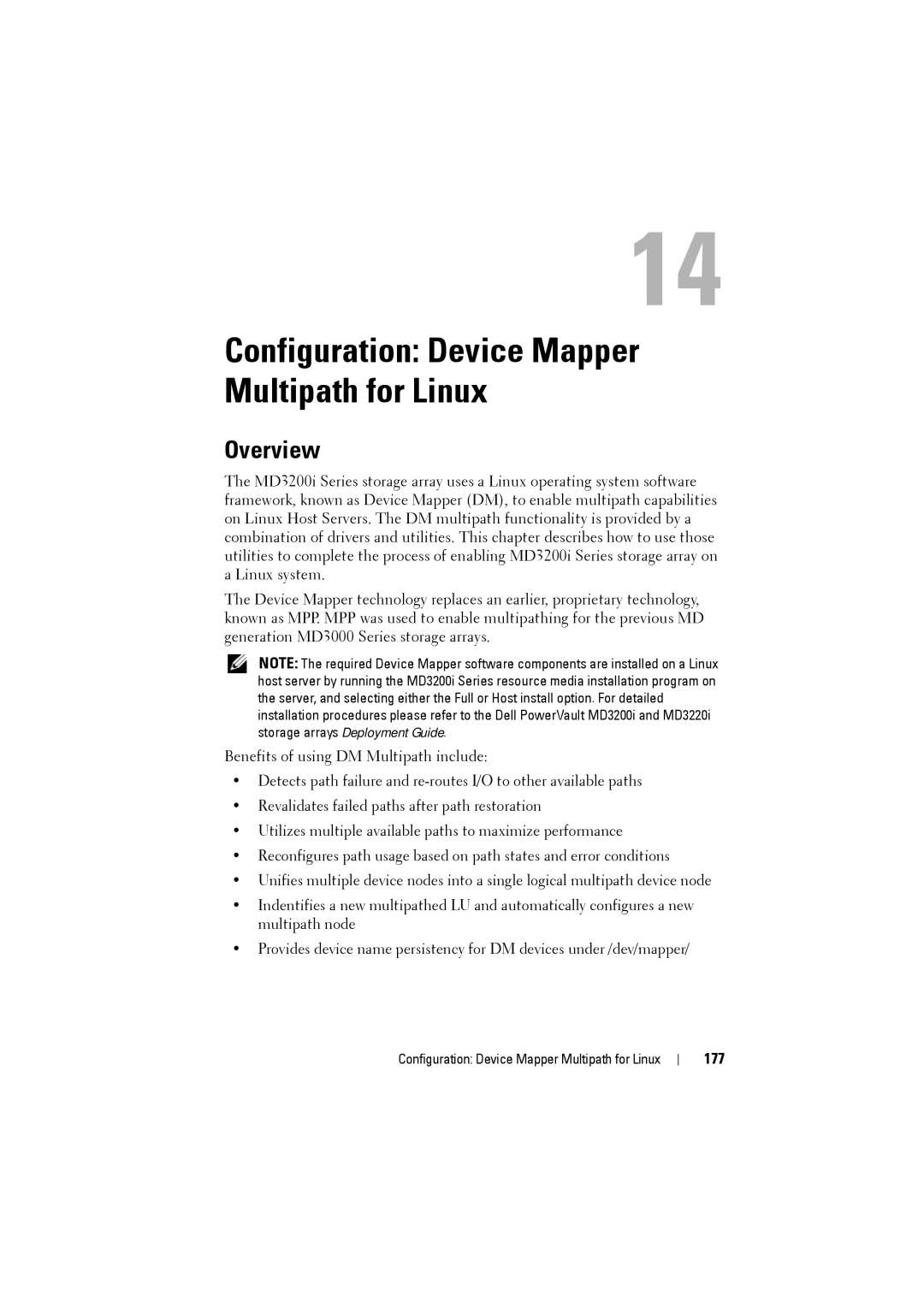 Dell MD3200i, MD3220i owner manual Configuration Device Mapper Multipath for Linux, 177 