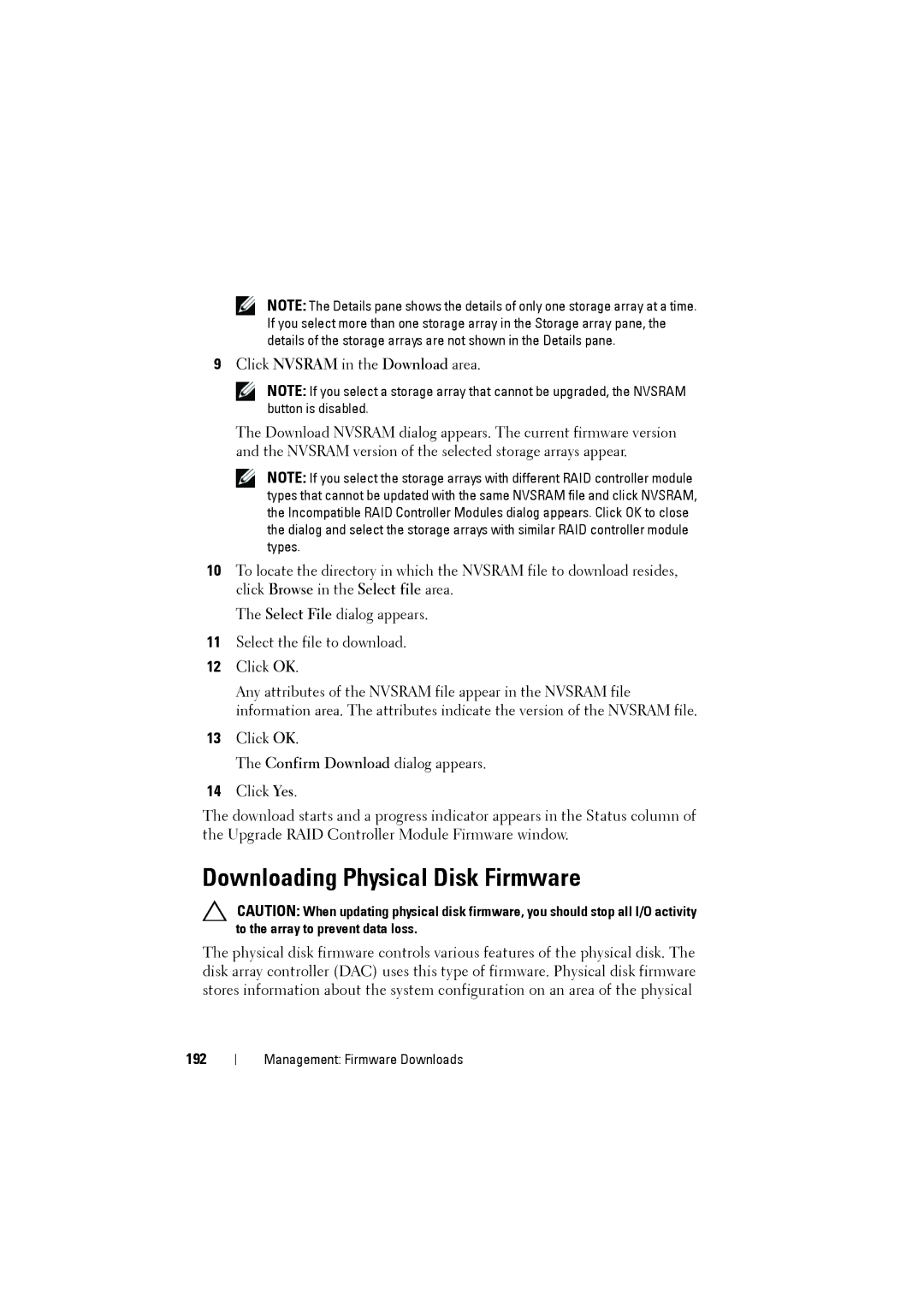 Dell MD3220i, MD3200i owner manual Downloading Physical Disk Firmware, 192 